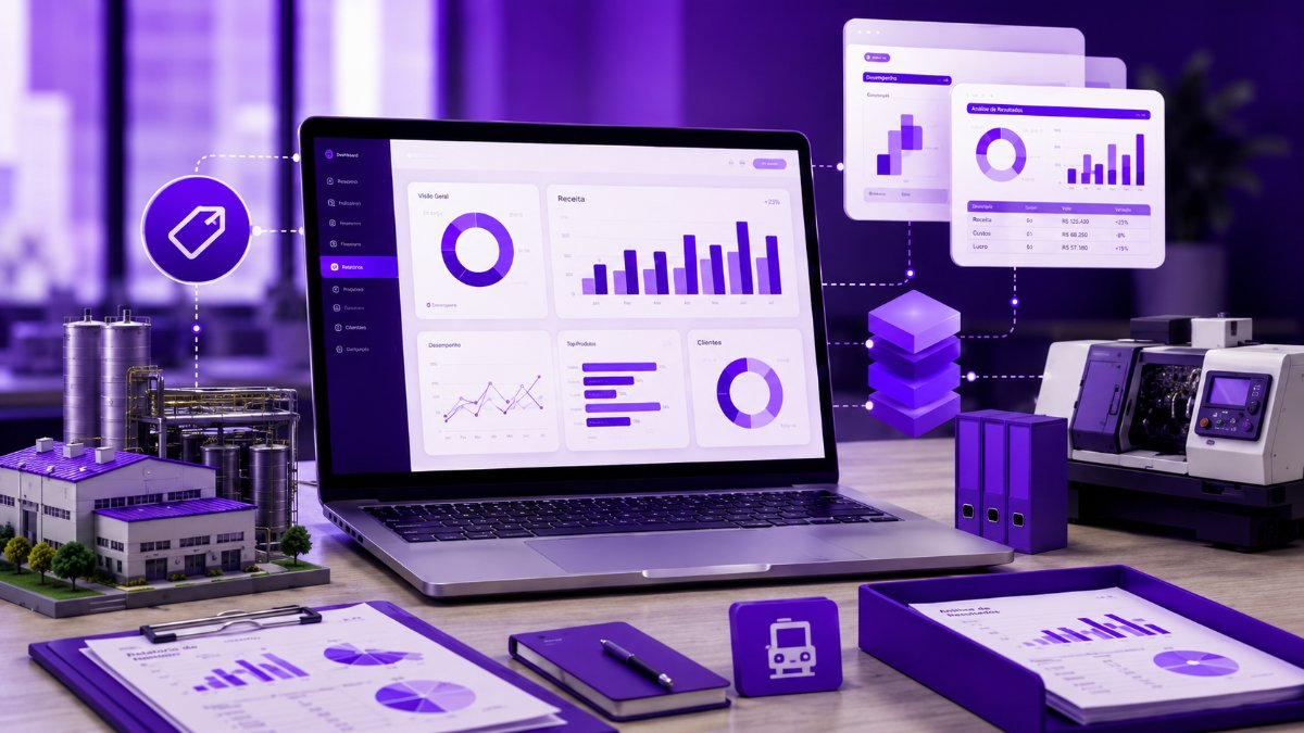 Dashboards e relatórios gerenciais gerados a partir dos dados do ERP Protheus